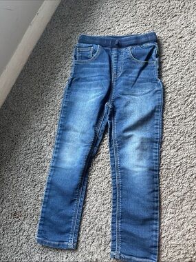 Kids Pull-On Blue Denim Jeans with Knit Waistband